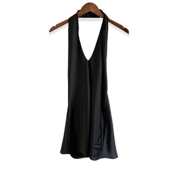 Show Me Your Mumu Jasmine Halter Mini Dress Black Luxe Satin XXL NWT - Picture 6 of 8